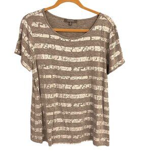 Lisa Rinna QVC Collection Gray & White Striped Top M